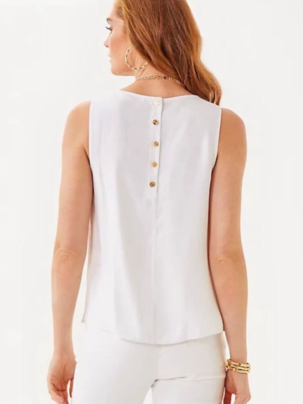 Lilly Pulitzer Mollee Top Resort White/Gold Buttons 017213 NWT Size XL